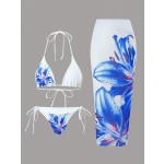 Women Bikini Set Supplier - 3 Piece Tie Up Printed