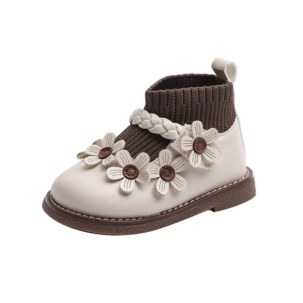 Baby Shoes Supplier - Knitted Upper Flower Decorated