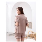 Women Pajama Set Supplier - Satin Short Sleeve Sleepwear