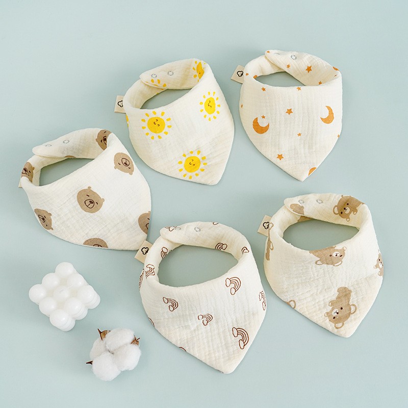 Muslin Baby Bibs Factory - 6 Layer Printed Metal Buckle