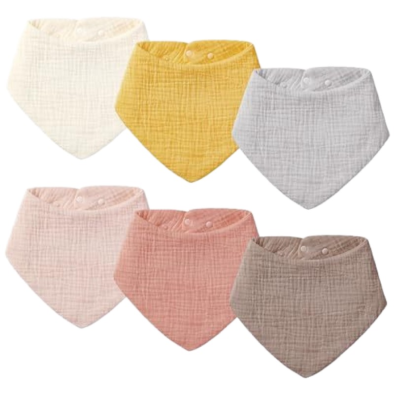 Cotton Baby Bibs Factory - 6 Layer Muslin Metal Snaps