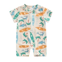 Boys Swimwear Supplier - Shark Print Short Sleeve