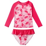Little Girls Swimsuit Supplier - 2 Pcs Set Flower Print