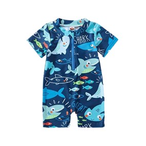 Boys Bathing Suit Factory - Neutral Shark Print