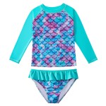 Little Girls Swimsuit Supplier - 2 Pcs Set Flower Print