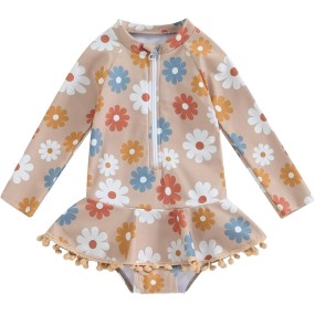 Girls Swimsuit Supplier - Long Sleeve Floral Print