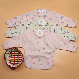 Long Sleeve Baby Bib Supplier - 100% Polyester Waterproof Snap