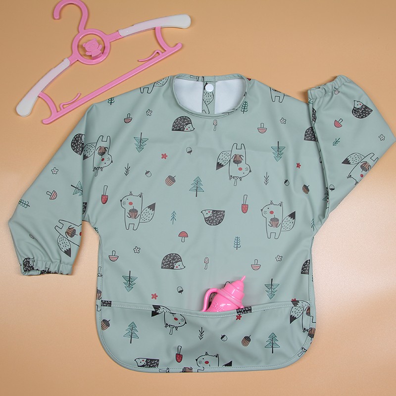 Baby Apron Bib Supplier - PU Waterproof Long Sleeved Art