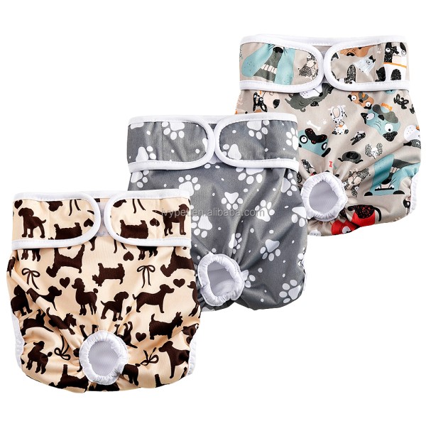 Dog Diaper Supplier - Reusable Female Cloth Paw Printed