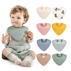 Muslin Bibs Supplier - Soft Triangular Organic Cotton Snap
