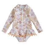 Girls Swimwear Factory - One-Piece Anti-UV Floral Print