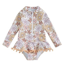 Girls Swimwear Factory - One-Piece Anti-UV Floral Print
