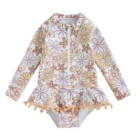 Girls Swimwear Factory - One-Piece Anti-UV Floral Print