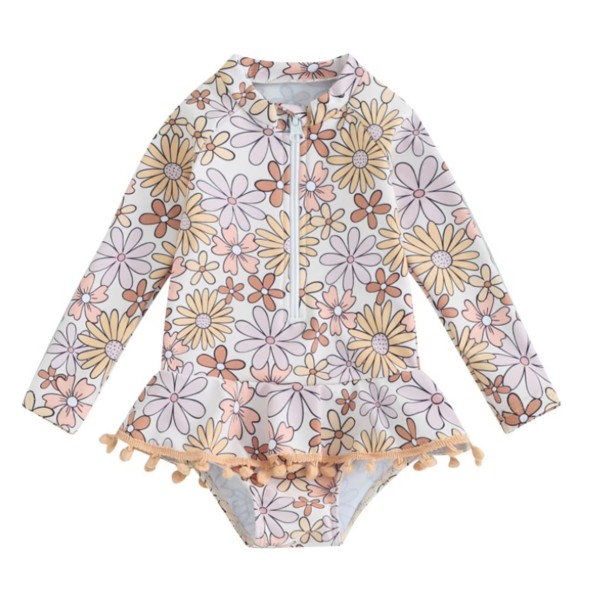 Girls Swimwear Factory - One-Piece Anti-UV Floral Print