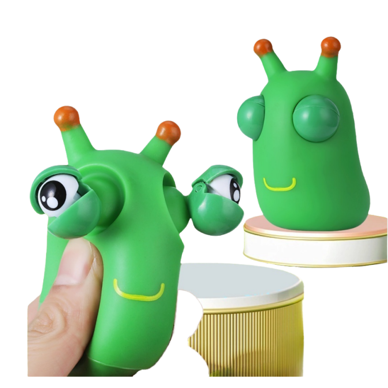 PVC Toys Supplier - Hot Sale Green Squeeze Eye Pop Bug