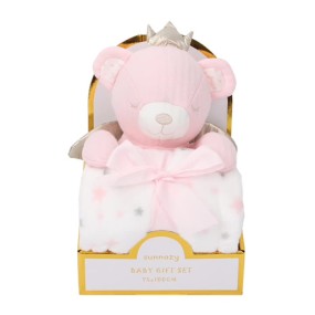 Baby Blanket Set Supplier - Gift Box Bear Polyester Flannel
