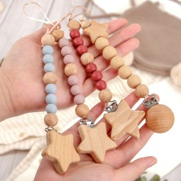 Pacifier Clip Factory - Wood Silicone Teething Beads Holder