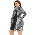 Women's Modest Factory - Print Long Sleeve One-Piece