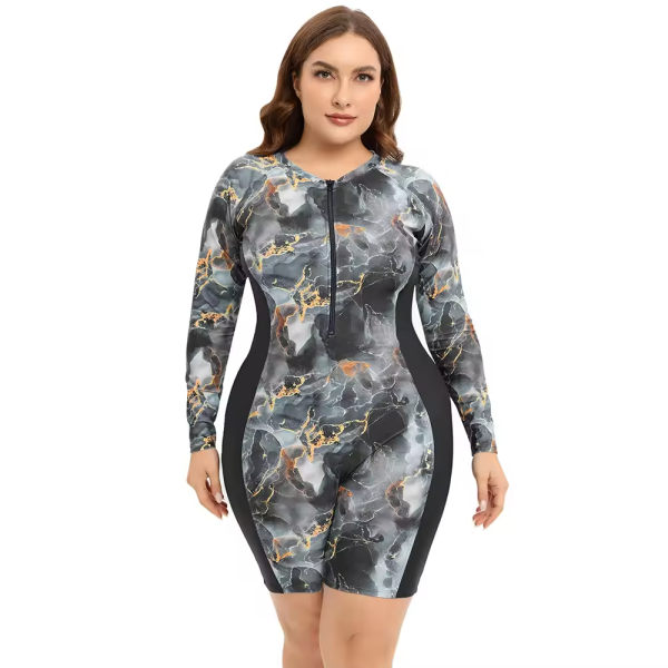 Women's Modest Factory - Print Long Sleeve One-Piece