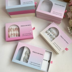 Press on Nails Box Manufacturer - Custom Clear PVC Window Slide Out Drawer Gift Box