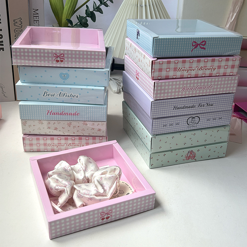 Hair Ties Box Manufacturer - Custom Foldable Transparent Window Gift Packaging
