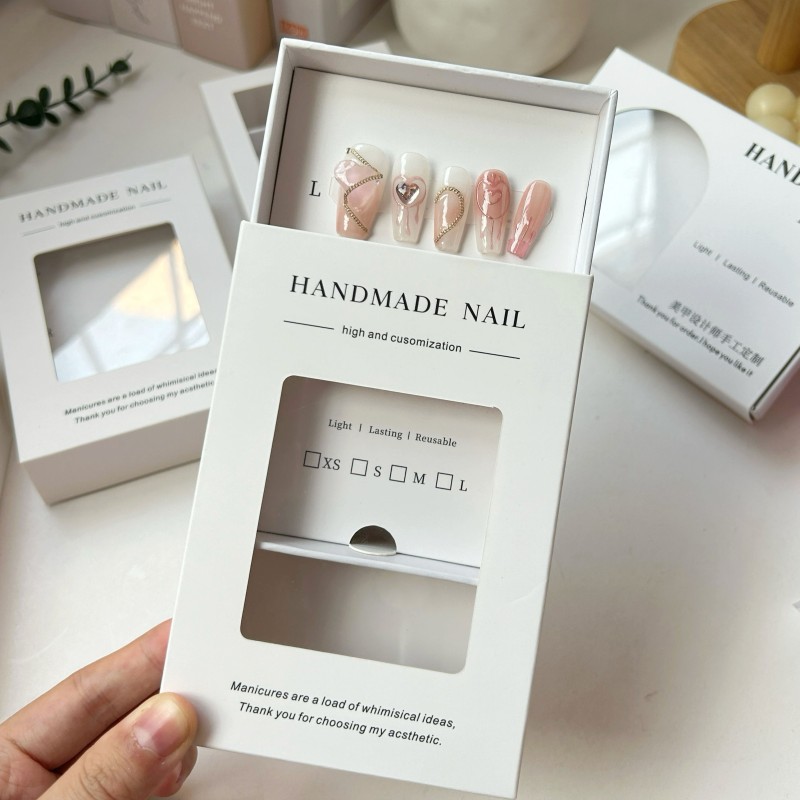 False Nails Packaging Box Manufacturer - Custom Clear PVC Window Luxury Gift Box