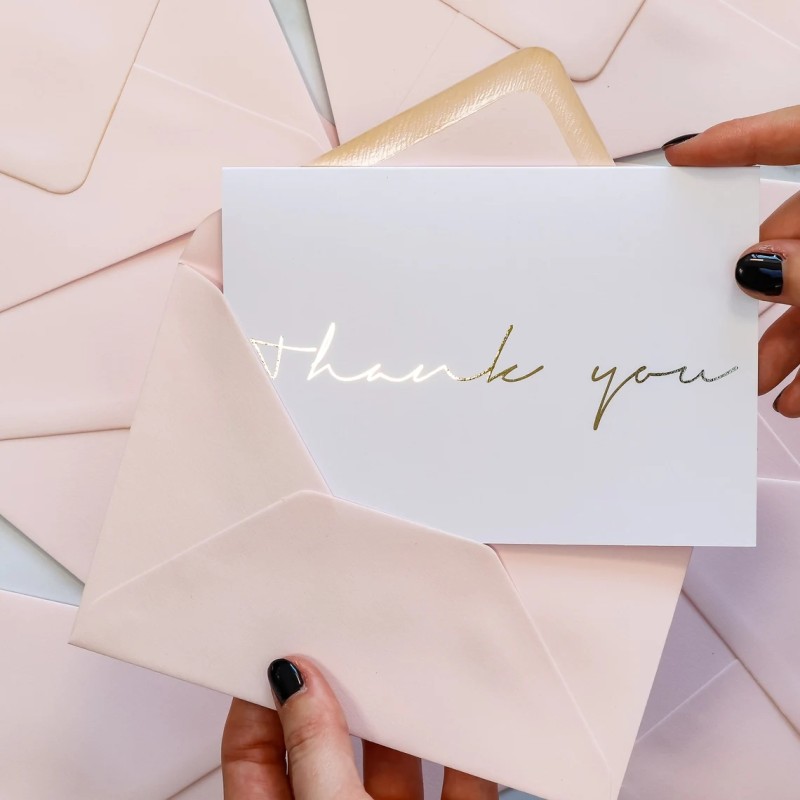 Thank You Cards Manufacturer - Gold Foil White Custom Cards