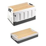 Camping Storage Box Manufacturer - 60L Plastic Folding Carry Bin with Wood Lids