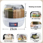 Dry Food Dispenser Manufacturer - 6-Compartment Rotating Rice Dispenser with Cup