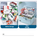 First Aid Kit Manufacturer - Portable 3 Layer Plastic Storage Box with Handle