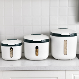 Rice Dispenser Manufacturer - Large Sealed Grain Container with Measuring Cylinder
