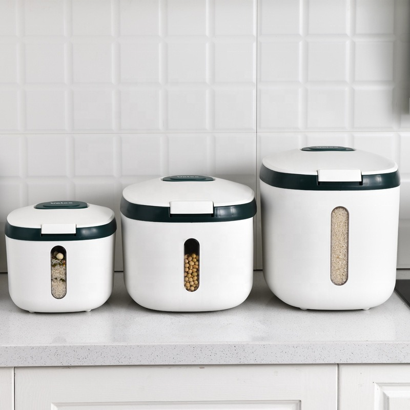 Rice Dispenser Manufacturer - Large Sealed Grain Container with Measuring Cylinder