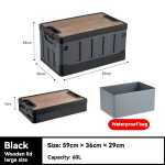 Camping Storage Box Manufacturer - 60L Plastic Folding Carry Bin with Wood Lids