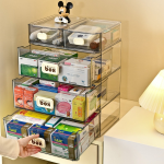 Medicine Storage Box Manufacturer - Stackable Transparent Rectangle Design Drawer