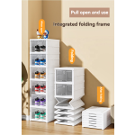Shoe Rack Manufacturer - Durable 6-Tier Collapsible White PP Folding Cabinet