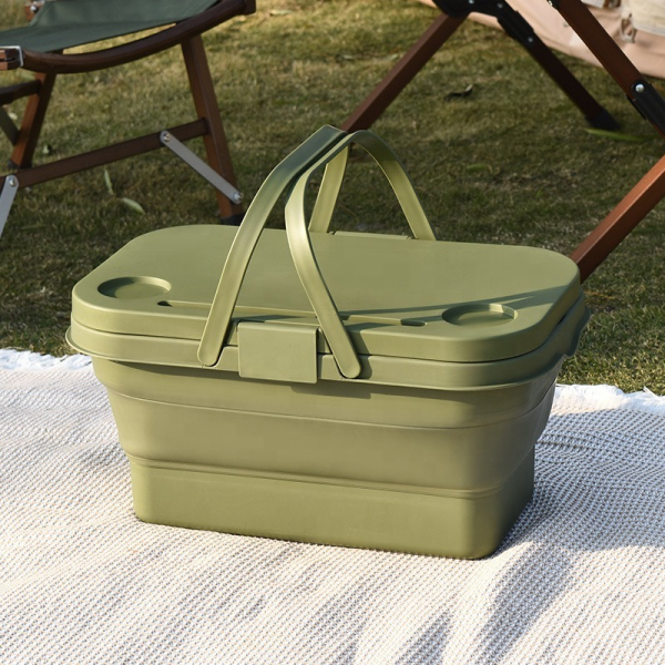 Camping Basket Manufacturer - Multifunction Folding Wash Basin with Lid and Tray