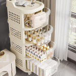 Storage Rack Manufacturer - 5-Layer Heavy-Duty PP Standing Trolley Multi-Purpose