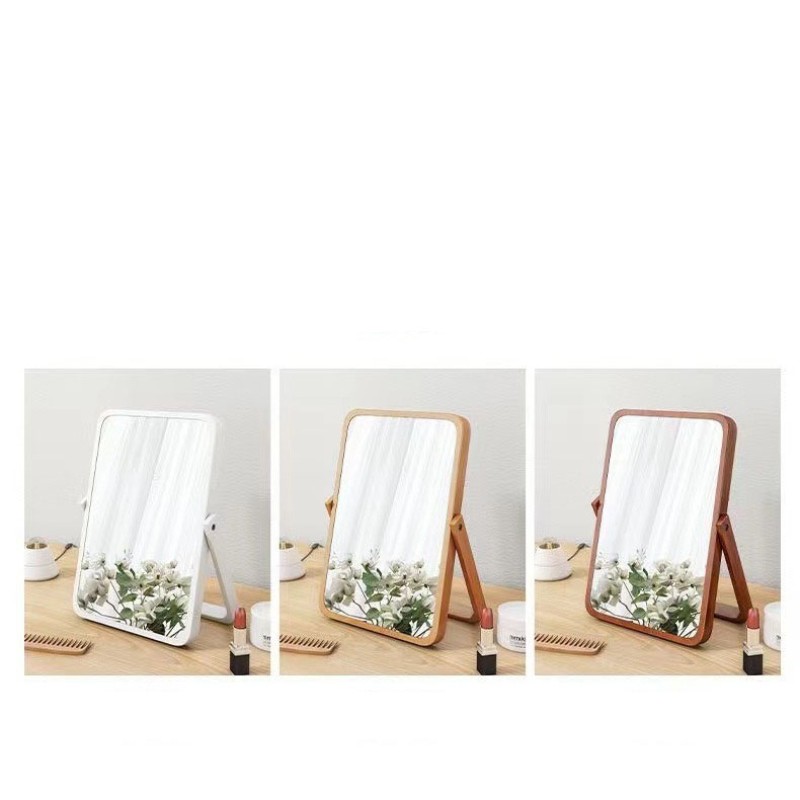 Desktop Mirror Factory - Simple Solid Wood Portable Foldable HD Wall-mounted