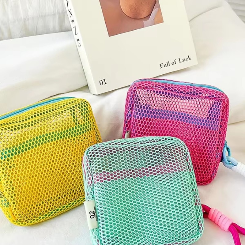 Lipstick Bag Manufacturer - Mesh Women's Tofu Bag Mini Coin Purse Large Capacity