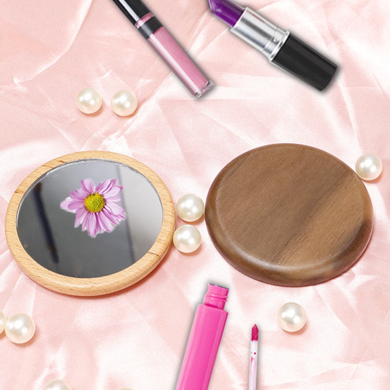 Makeup Mirror Manufacturer - Round Solid Wood Outdoor Makeup Mirror