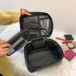 Cosmetic Bag Manufacturer - Diamond Black Pu Portable Large Capacity Storage