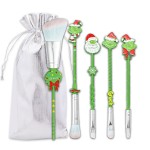 Makeup Brush Set Factory - 5pcs Special Gift Green Monster Grin Christmas