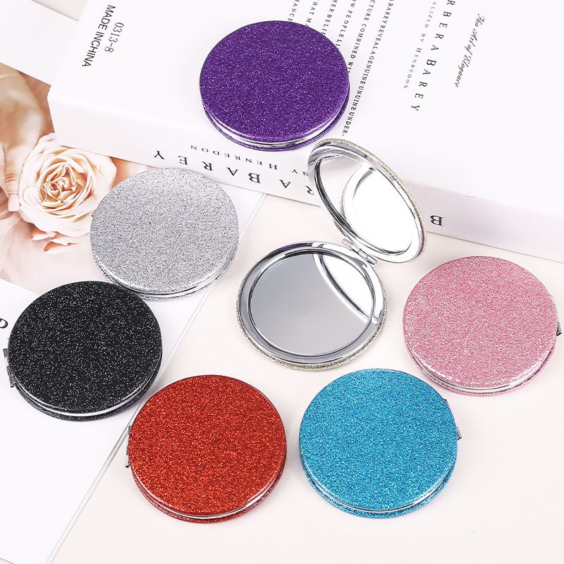 Makeup Mirror Supplier - Large Round Glitter High-end Handheld Folding