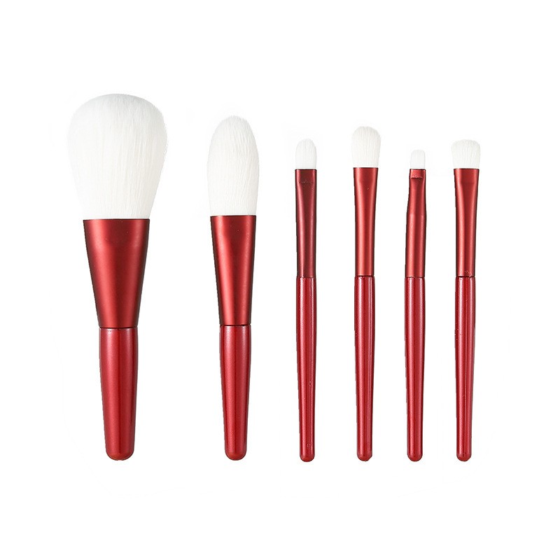 Makeup Brush Set Supplier - 6 Burgundy High-grade Soft Portable Brush Set