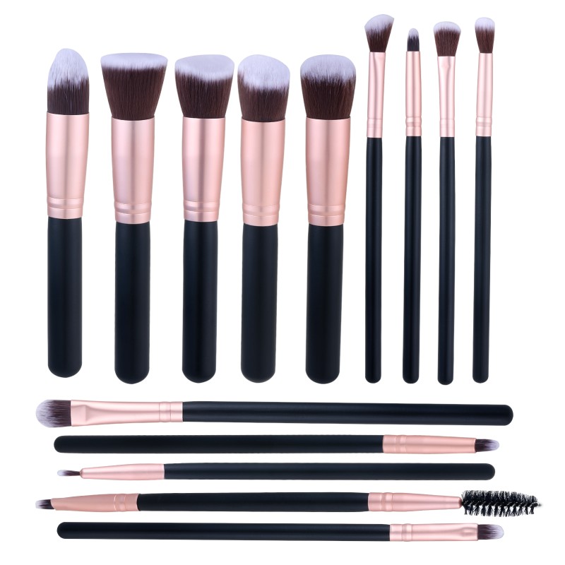 Makeup Brush Set Manufacturer - 14 PCS Custom Logo Private Label Matte Black