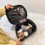 Cosmetic Bag Manufacturer - Diamond Black Pu Portable Large Capacity Storage