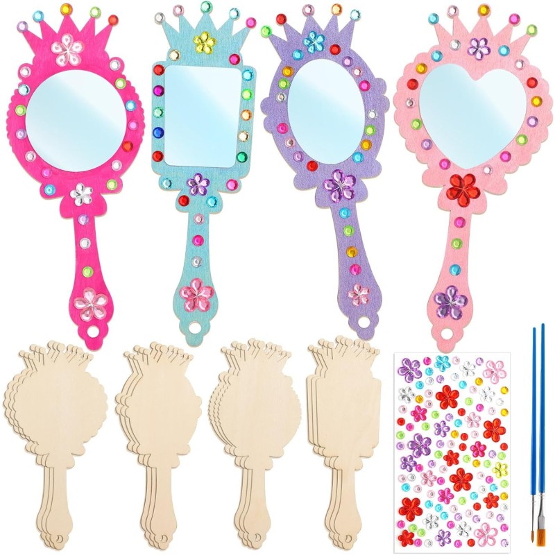 Handheld Mirror Manufacturer - Unfinished Wooden Children Princess Birthday Gift