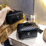 Cosmetic Bag Manufacturer - Diamond Black Pu Portable Large Capacity Storage