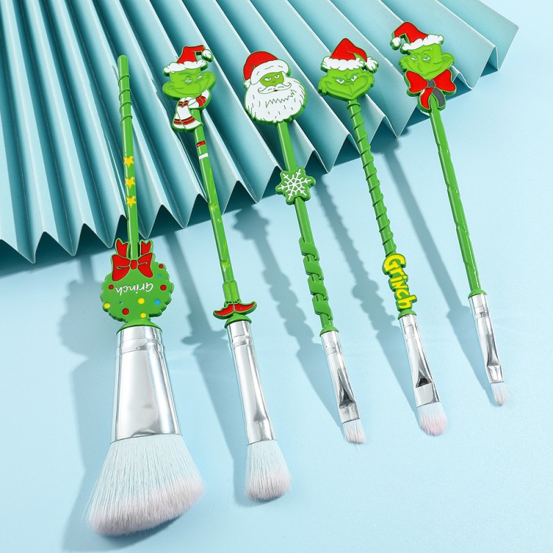 Makeup Brush Set Factory - 5pcs Special Gift Green Monster Grin Christmas