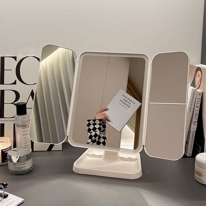 LED Makeup Mirror Factory - Three-sided Folding Magnifying Dormitory Desktop